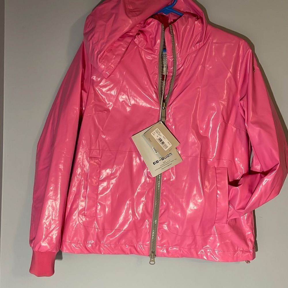 Geox Pink Teddy Jacket - Shiny Hooded Outerwear
